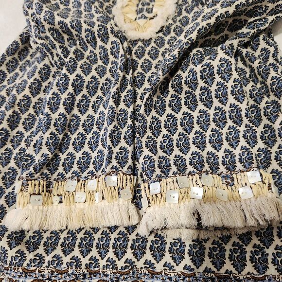 Tori Burch Tunic Top Size 8 Embellished Fringe And Beaded Accents Side Zip - Picture 13 of 16